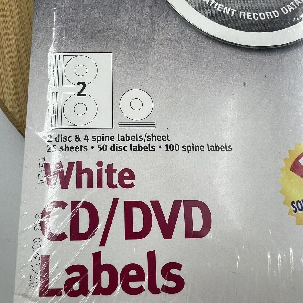 Avery 5931 Removable White CD DVD Labels 25 Sheets 50 Disc Labels 100 Spine
